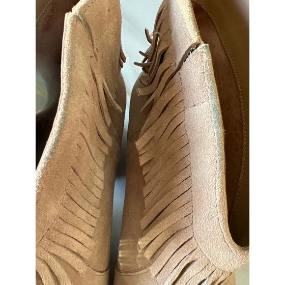 JOIE MAKENA BEIGE BUFF CALF SUEDE FRINGE ANKLE BOOTIE - EU 40 - US 9 - Picture 7 of 10